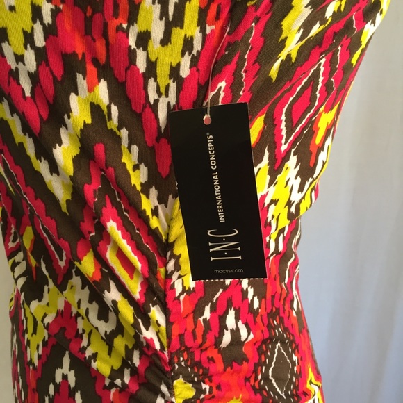 NWT INC Colorful Aztec Pattern One-Shoulder Top - Picture 4 of 6